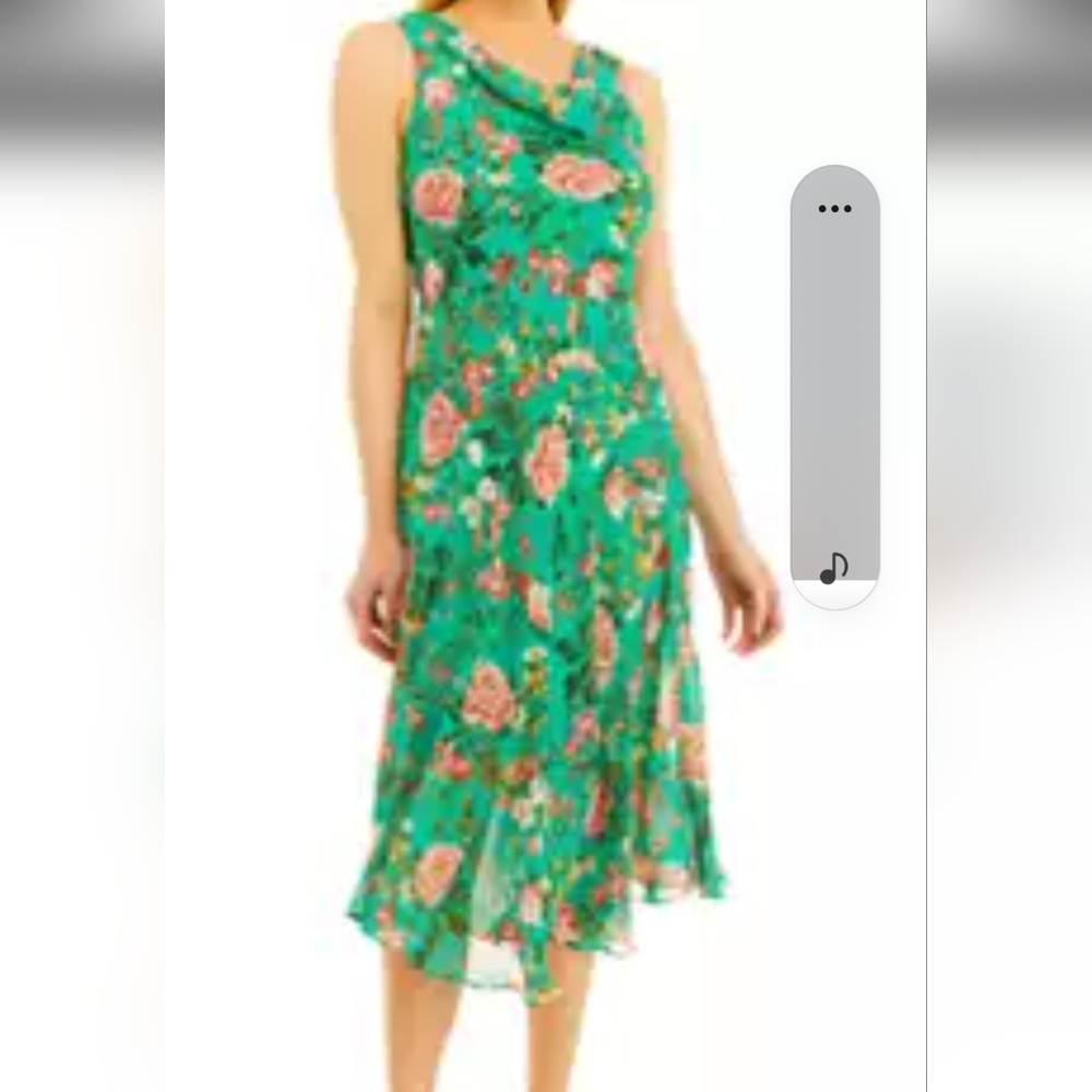Signature by Robbie Bee Green Floral Midi Dress